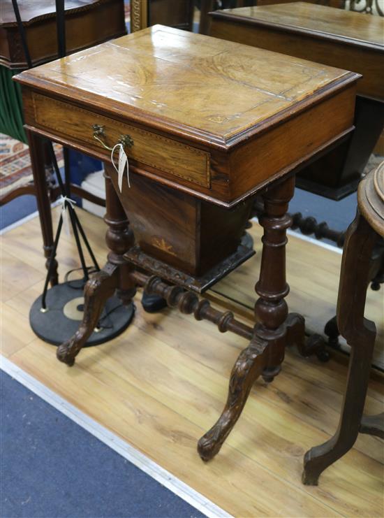 A Victorian walnut work table W.52cm